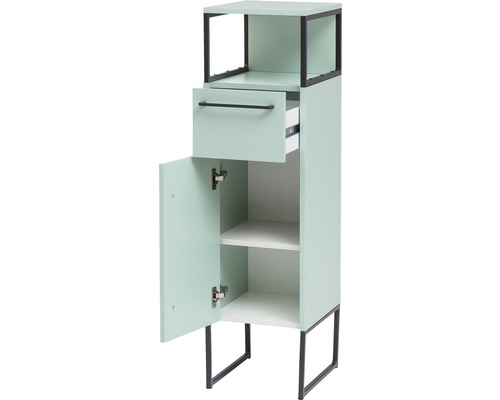 Offener Badezimmerschrank mit Schublade und Regal
