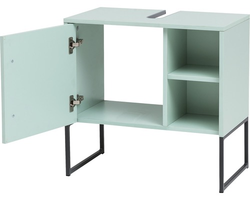 Waschtischunterschrank mit Tür, Regal und schwarzen Füßen