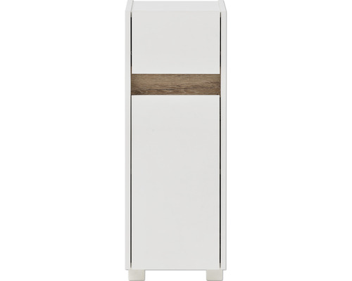Midischrank Möbelpartner Cosmo U300 1 Tür 1 Auszug 84,8x30,2x33 cm weiß perl Weißer Badezimmerschrank mit Holzelement