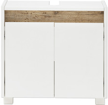 Waschbeckenunterschrank mit zwei Türen und Holzelement