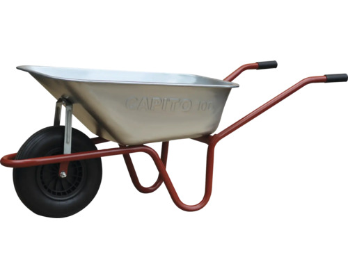 Schubkarre mit Stahlmulde und einem Rad