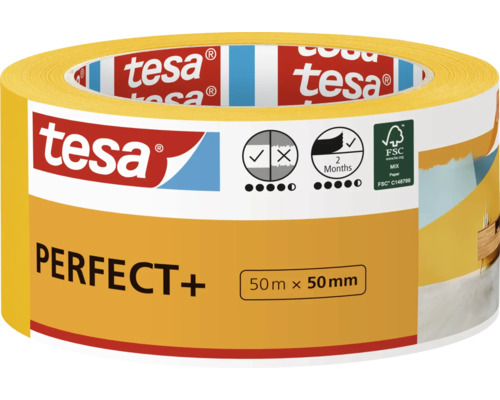 Tesa Perfect Plus Malerkrepp Klebeband 50 Meter mal 50 Millimeter