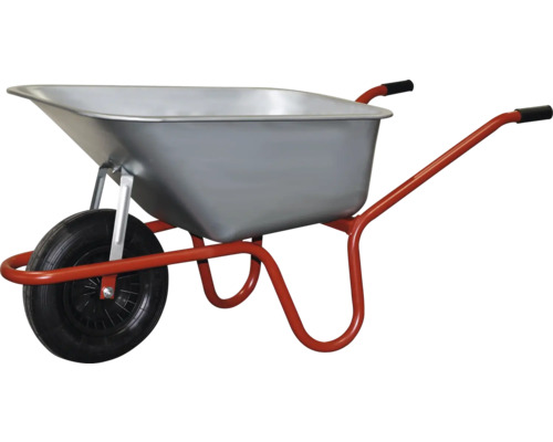Schubkarre aus Metall mit Reifen und Stahlrohrrahmen
