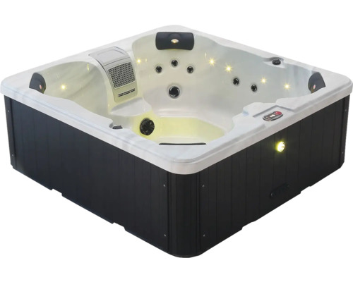 Whirlpool mit integrierter Beleuchtung und schwarzen Seitenteilen