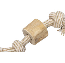 Hundespielzeug aus Seil mit Holzelement