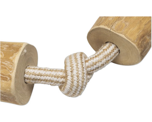 Hundespielzeug aus Holz und Seil