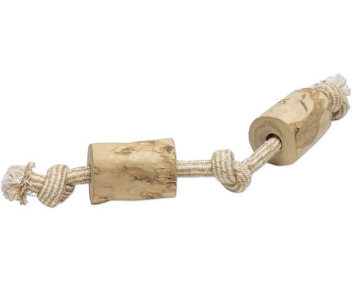 Hundespielzeug aus Holz und Seil
