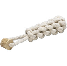 Baumwolltau Hundespielzeug mit Holzelement