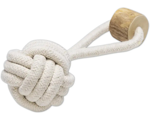 Hundespielzeug aus Seilknoten und Holz