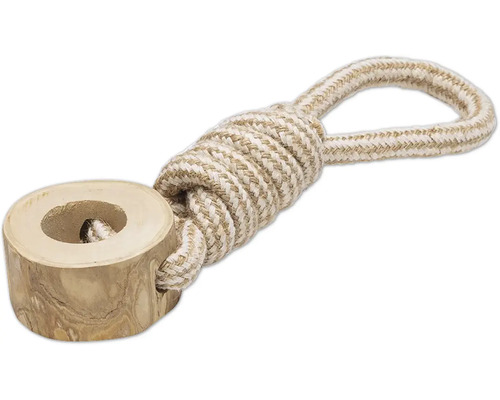 Hundespielzeug aus Holz und Seil