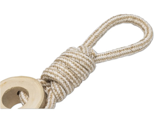 Geflochtenes Seil mit Schlaufe und Holzring