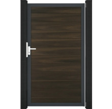Gartentor aus Holz mit Metallrahmen und Griff