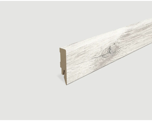 Sockelleiste foliert Eiche weiß L511 2400 x 58 x 14 mm Sockelleiste mit Holzstruktur