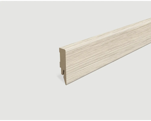 Sockelleiste foliert Eiche weiß L5472400 x 58 x 14 mm Sockelleiste aus Holz mit Profil