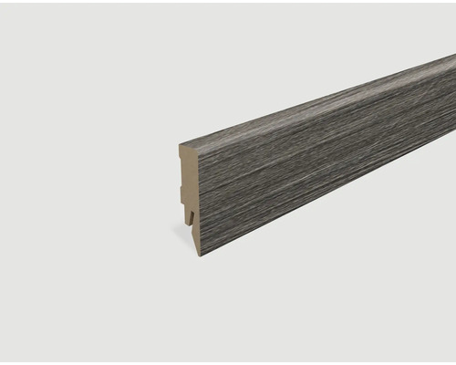 Sockelleiste foliert Eiche grau L550 2400 x 58 x 14 mm Sockelleiste mit Holzstruktur