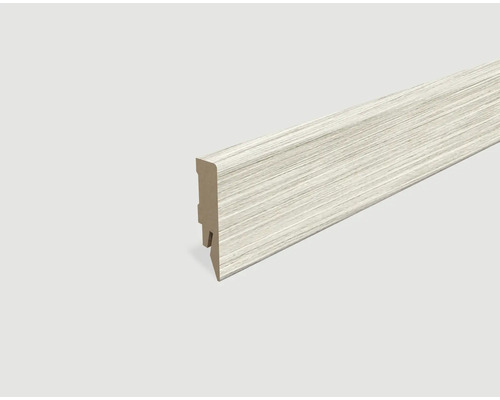 Sockelleiste foliert Eiche grauweiß L557 2400 x 58 x 14 mm Fußleiste mit Holzstruktur