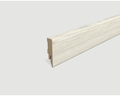 Sockelleiste foliert Eiche weiß L582 2400 x 58 x 14 mm Sockelleiste aus Holz