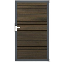 Gartentür aus Holz mit Metallrahmen