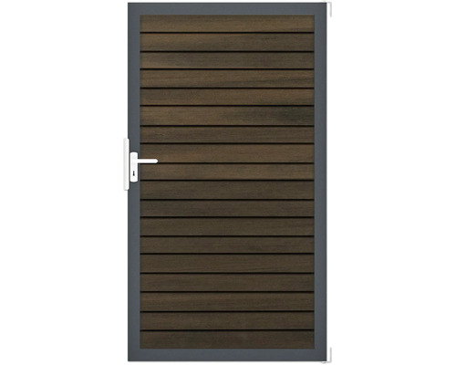 Gartentür aus Holz mit Metallrahmen