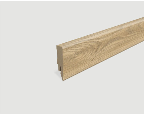 Sockelleiste foliert Eiche natur L584 2400 x 58 x 14 mm Sockelleiste aus Holz