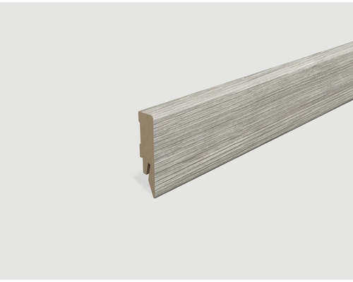 Sockelleiste foliert Eiche Elfenbein L596 2400 x 58 x 14 mm Sockelleiste mit Holzstruktur