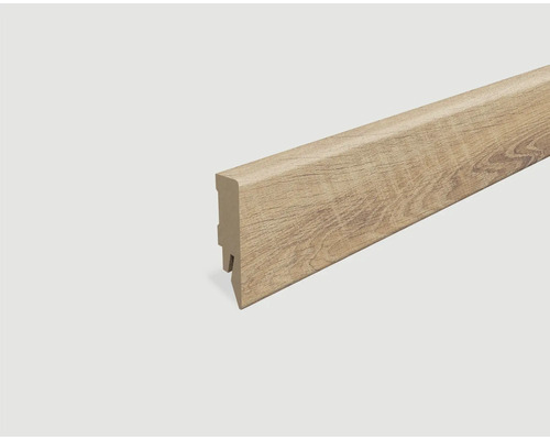 Sockelleiste foliert Eiche hell L634 2400 x 58 x 14 mm Sockelleiste aus Holzdekor