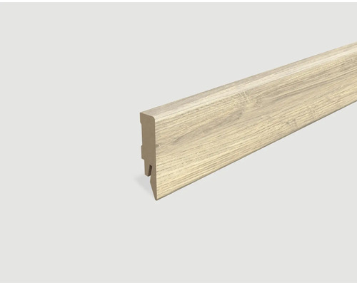 Sockelleiste foliert Eiche hell L636 2400 x 58 x 14 mm Fußleiste mit Holzstruktur