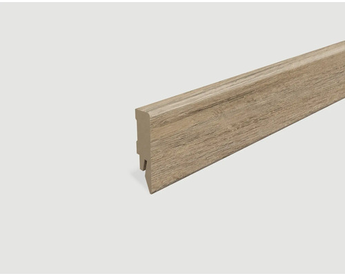 Sockelleiste foliert Eiche dunkel L640 2400 x 58 x 14 mm Sockelleiste aus Holz