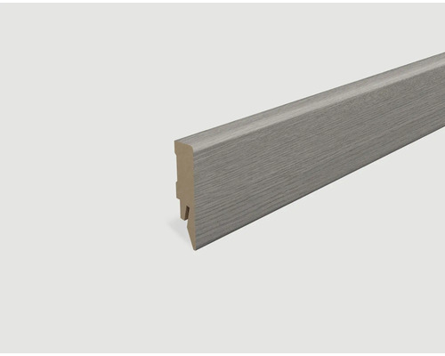 Sockelleiste foliert Eiche grau L641 2400 x 58 x 14 mm Fußleiste aus Holzwerkstoff