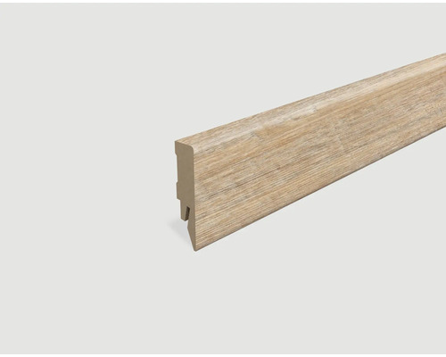 Sockelleiste foliert Eiche hell L648 2400 x 58 x 14 mm Sockelleiste mit Holzstruktur