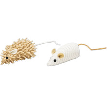 Zwei Katzenspielzeugmäuse aus Plüsch