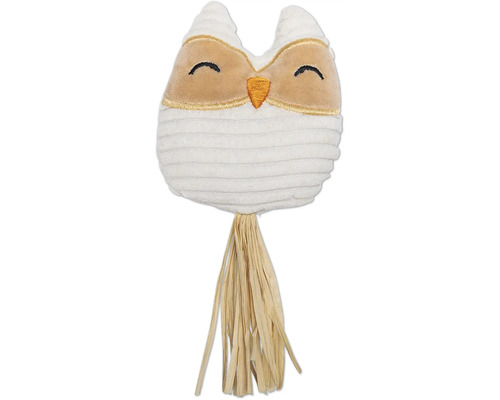 Dekorative Eule aus Plüsch mit Bastfransen