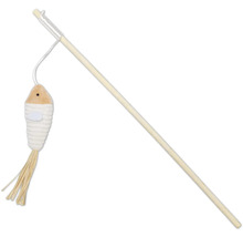 Katzenangel mit Fischspielzeug aus Holz