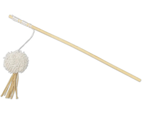 Katzenangel mit Pompon und Holzstab