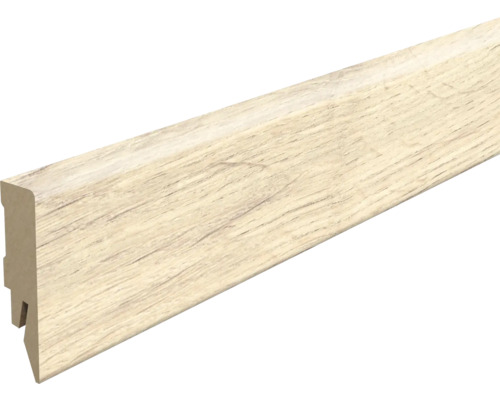 Sockelleiste foliert Eiche silbergrau L664 2400 x 58 x 14 mm Fußleiste mit Holzdekor