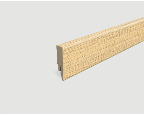 Sockelleiste foliert Eiche Sandbeige L699 2400 x 58 x 14 mm Sockelleiste aus Holz