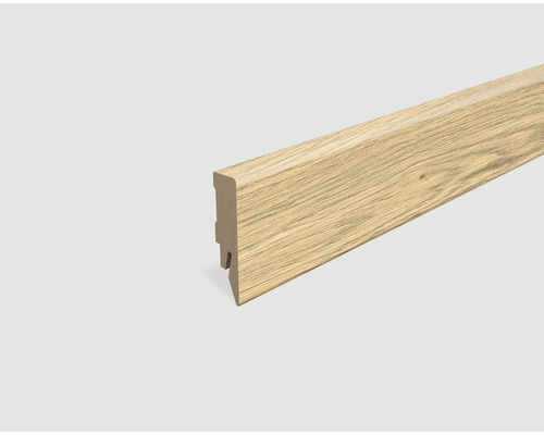 Sockelleiste foliert Eiche Sandbeige L705 2400 x 58 x 14 mm Holzfußleiste