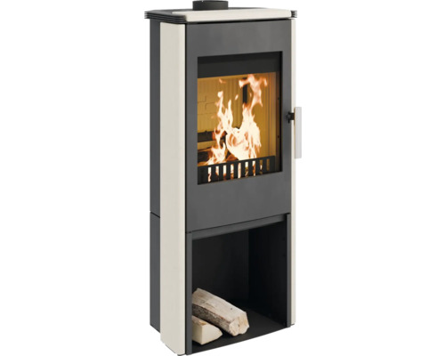 Kaminofen Haas & Sohn Montegrotto Whiterock Kalkstein weiß 6 kW mit Holzfach