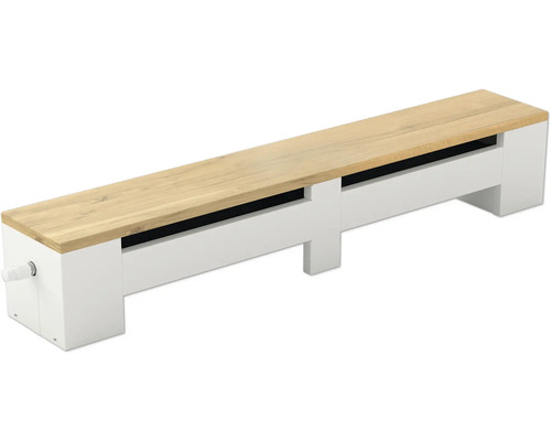 Standkonvektor Licon Heat 45x180x 31,5 cm weiß mit Holzplatte Eiche Heizkörperverkleidung aus Holz mit Thermostat
