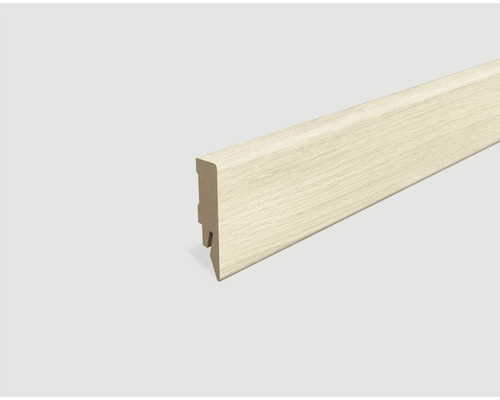 Sockelleiste MDF Eiche weiß foliert 2400 x 58 x 14 mm Sockelleiste aus Holz
