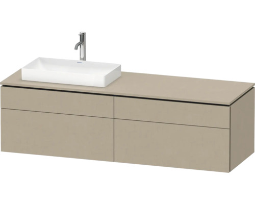Waschbeckenunterschrank Duravit L-Cube 162x48,2x55 cm mit Waschtischplatte beige Waschtisch mit Unterschrank, Aufsatzwaschbecken und Armatur