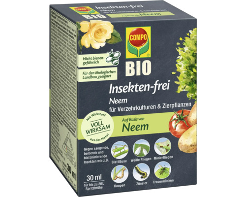 BIO Insekten-frei Neem Compo Konzentrat 30 ml Reg.Nr. 2699-902 COMPO Bio Insektenfrei Neem für Gemüse und Zierpflanzen, 30 ml Packung