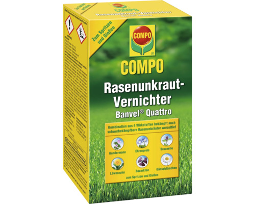 Rasenunkraut-Vernichter Banvel® Quattro Compo 150 ml zum spritzen und gießen Reg.Nr. 3191-907 COMPO Rasenunkrautvernichter Banvel Quattro zur Rasenpflege
