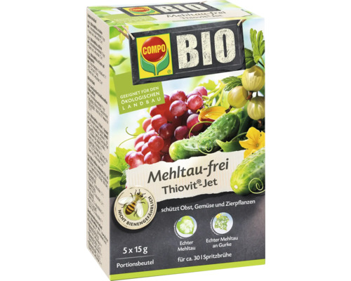 Mehltaufrei Thiovit-Jet COMPO Bio Konzentrat 5x15 g Reg.Nr. 2632-902 Compo Mehltau-frei Thiovit Jet Packung zum Schutz von Obst, Gemüse und Zierpflanzen