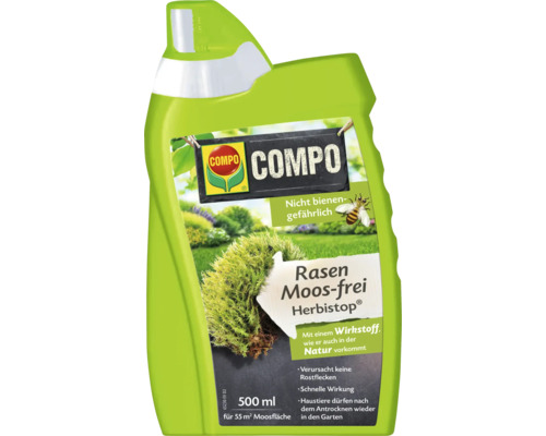 Rasen Moos-frei Herbistop® Compo Konzentrat 500 ml für 55 m² Reg.Nr. 3251-902 COMPO Rasen Moos-frei Herbistop in einer 500 ml Flasche zur Moosbekämpfung auf 55 m² Rasenfläche
