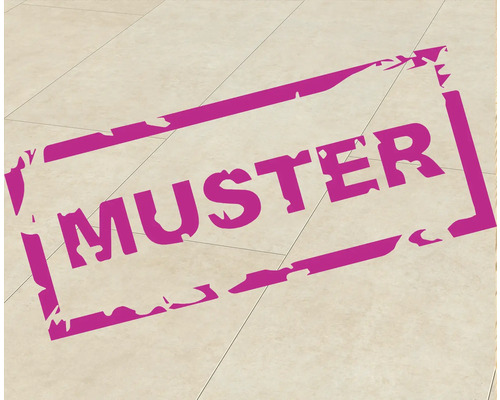 Musterfliese auf beigem Untergrund.