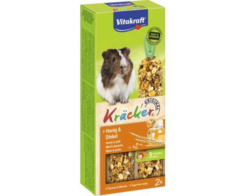 Vitakraft Kräcker für Meerschweinchen mit Honig und Dinkel, zuckerfreie Rezeptur