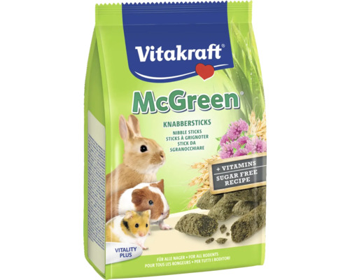Verpackung von Vitakraft McGreen Knabbersticks für alle Nager mit Vitaminen und zuckerfreier Rezeptur