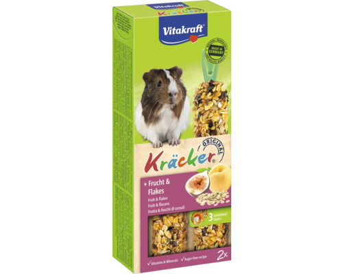 Vitakraft Kräcker Stange mit Frucht und Flocken für Meerschweinchen, 2 Stück