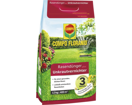 Rasendünger plus Unkrautvernichter Compo 12 kg / 400 m² 3459-905 Compo Floranid Rasendünger plus Unkrautvernichter, 12 Kilogramm Packung